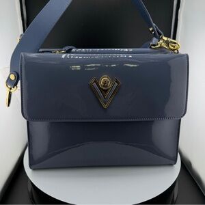 Valentino Orlandi Patent Leather Triple Compartment Satchel Shoulder Handbag